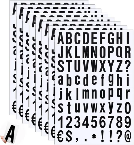 Miniatura 10 de Zonon 8 hojas de pegatinas de números para buzón, kit de letras y números de vinilo autoadhesivo para buzón, letreros, ventana, puerta, automóviles