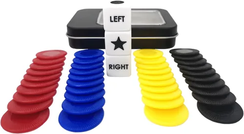 Miniatura 2 de Ahoper - Juego de dados izquierda-derecha-centro Prime Set con 3 dados + 40 fichas. Izquierda en el producto significa pasar 1 ficha a la izquierda