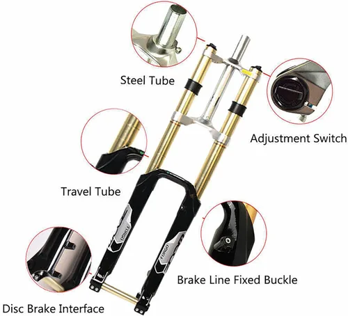 Miniatura 2 de BUCKLOS 26 27.5 29 MTB bicicleta suspensión horquilla 7.087 in viaje, bicicleta de aleación de magnesio cuesta abajo tenedores 0.787 in eje, 1-1/8