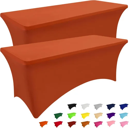 Miniatura 31 de Smiry Paquete de 2 manteles de elastano de 6 pies, fundas de mesa elásticas ajustables extensibles, lavables y sin arrugas, rectangulares para mesa