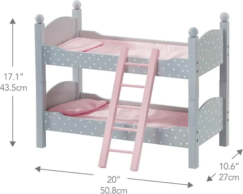 Miniatura 3 de Doble litera Teamson de lunares, de princesa, de 18" , 18", gris