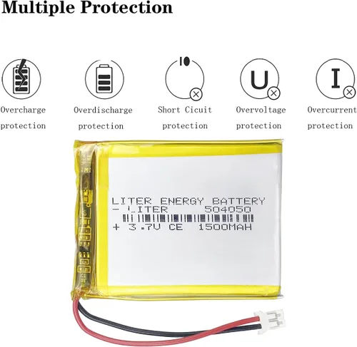 Miniatura 4 de Liter 3.7V 1500mAh 504050 Lipo Batería recargable de iones de polímero de litio con conector JST 0.079 in