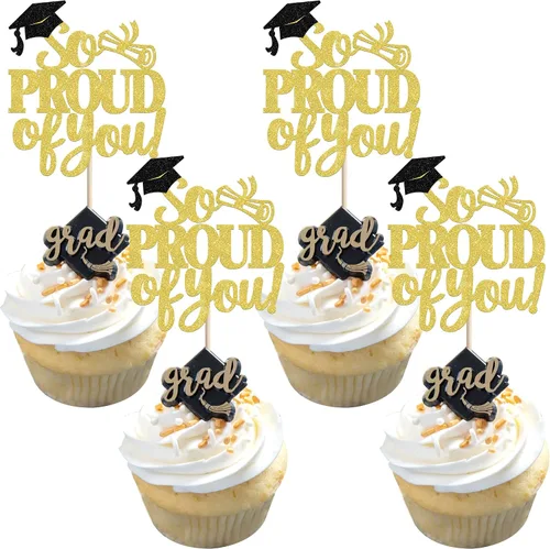 Miniatura 10 de Paquete de 24 adornos para cupcakes de clase 2025 con purpurina 2025 para diploma de graduación 2025 para cupcakes temáticos de graduación 2025
