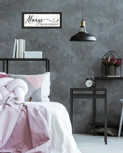 Miniatura 3 de YPY Letrero con texto en inglés "Always Kiss Me Goodnight" (Always Kiss Me Goodnight): pintura que absorbe el sonido, arte de pared – Decoración