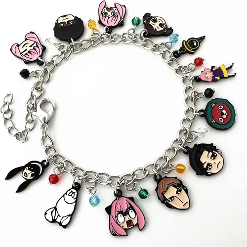 Miniatura 3 de Pulsera SPY FAMLY de dibujos animados de anime SP FAMILY Charm pulsera regalos para mujeres y niñas, Metal, Sin gemas.