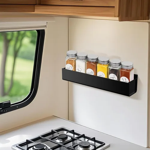 Miniatura 2 de Estante de especias para RV, organizador de especias montado en la pared, paquete de 2 estantes de almacenamiento de acrílico, montaje en puerta