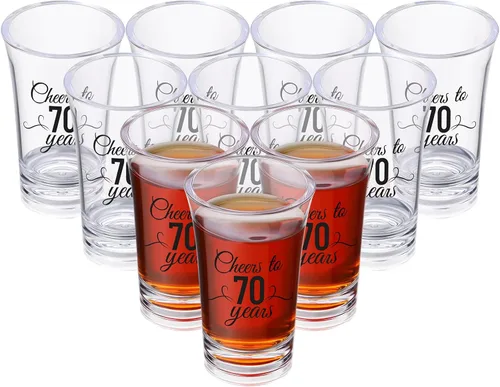 Miniatura 14 de Sliner Paquete de 48 Vasos de Chupito de Cumpleaños a Granel 1.4oz Brindis a los 30/40/50/60/70/80 Años Vaso de Chupito Indestructible Base Gruesa