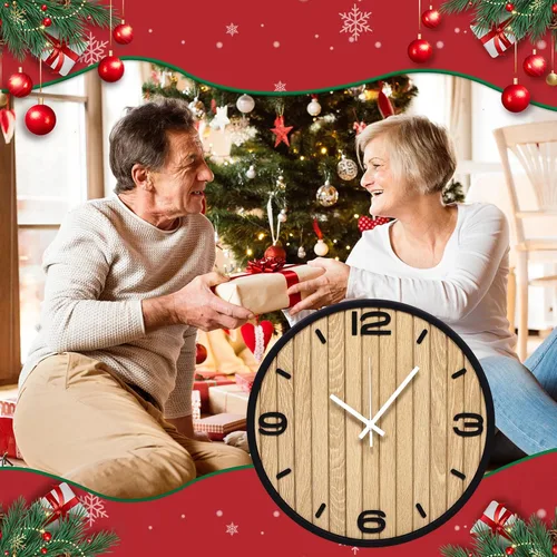 Miniatura 6 de Reloj de pared redondo de 10 pulgadas, funciona con pilas, de cuarzo, sin tictac, decorativo, analógico, para apartamento, sala de estar