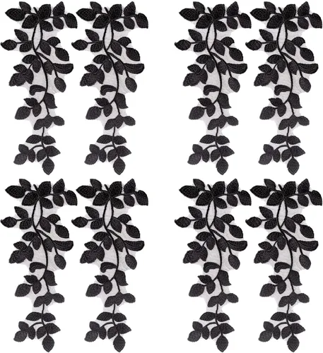 Miniatura 10 de Framendino, Paquete de 4 parches de vid de hojas de bosque verde, apliques de encaje, adornos bordados para decoración de tela, disfraces