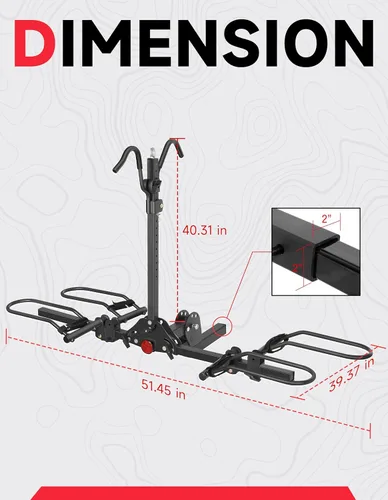 Miniatura 9 de Young - Portabicicletas para 2 bicicletas, plataforma para montaje en autos, camiones y minivans, compatible con bicicletas con ruedas de hasta 5