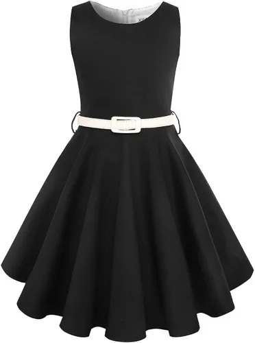 Miniatura 2 de gogoparti Vestido vintage para niñas, vestidos para ocasiones especiales con collar, vestido de lunares para niños, vestido de fiesta retro