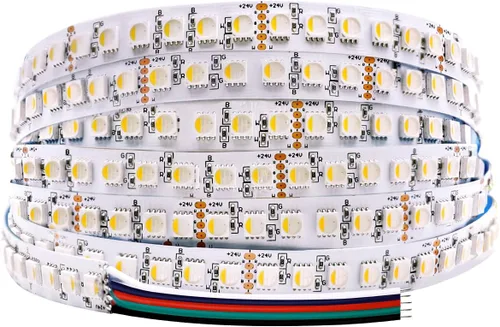 Miniatura 9 de Tira de luz LED RGBW de 24 voltios más brillante RGBW de alto CRI RGB+blanco cálido, 16.4 ft/16.4 pies denso 600 LED de alto lumen 5050 0.472 in