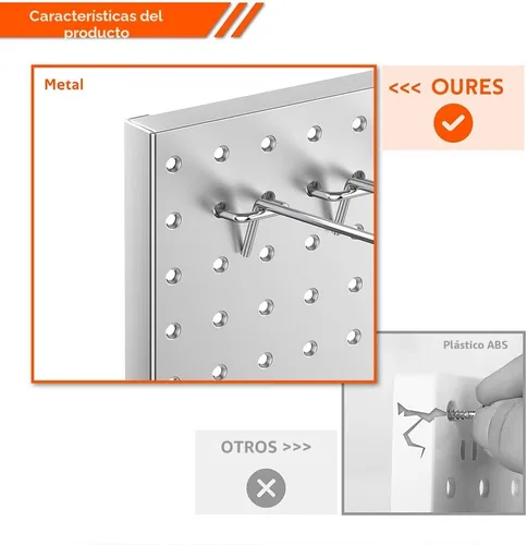 Miniatura 4 de Ultrawall 4 piezas de paneles de pared de tablero de clavijas de metal, tableros de clavijas para almacenamiento de herramientas de garaje Gris
