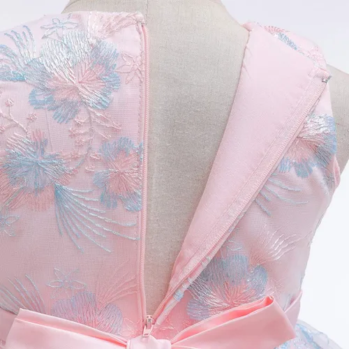 Miniatura 4 de Vestido de princesa para niñas con diseño floral, para fiesta de cumpleaños, boda, dama de honor, para primer cumpleaños (rosa, 2-3 años)