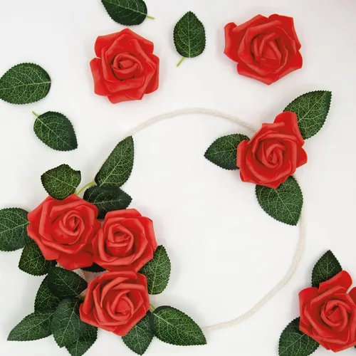 Miniatura 4 de AUSTOR 200 cabezas de rosas artificiales de espuma a granel, rosas artificiales rojas de 3 pulgadas, cabezas de rosas artificiales para decoración