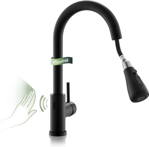 Miniatura 22 de VFAUOSIT - Grifo de cocina con rociador extraíble, grifo de fregadero de cocina sin plomo, níquel cepillado, acero inoxidable, arco alto, extracción