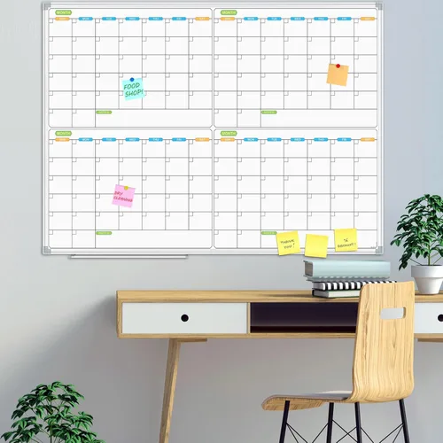 Miniatura 6 de JILoffice Calendario magnético de borrado en seco, pizarra blanca de 2 meses, 36 x 24 pulgadas, marco de aluminio plateado, tablero montado