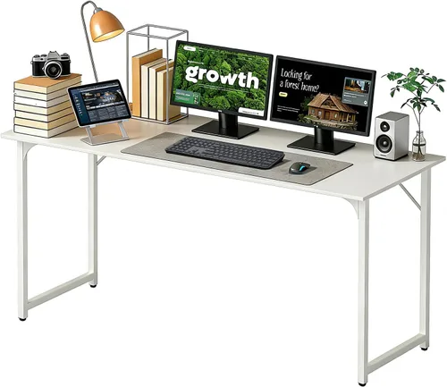 Miniatura 22 de BestOffice Escritorio para computadora, escritorio de oficina en casa, estilo moderno y simple para oficina en casa, estudio y escritura