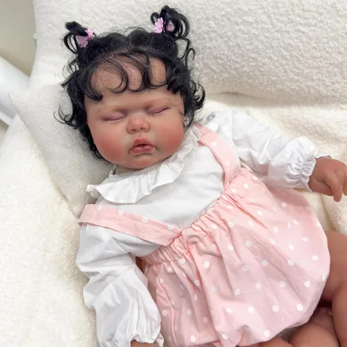 Miniatura 6 de Angelbaby Muñecas de Bebé Reborn de Niña Negra de la Vida Real de 24 Pulgadas, Muñeca de Niña Pequeña Reborn Afroamericana Grande de Silicona Suave