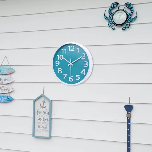 Miniatura 5 de Crosstime Reloj de pared silencioso sin tictac para interiores y exteriores, funciona con pilas, reloj analógico decorativo fácil de leer