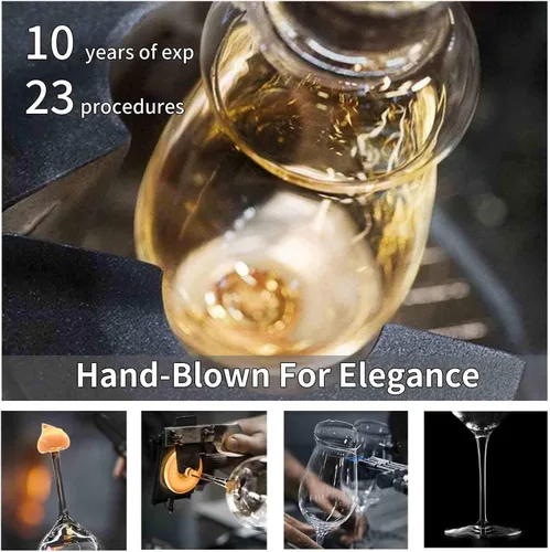 Miniatura 9 de JBHO Juego de 4 copas de vino Burgundy de cristal estilo italiano de 21 onzas sopladas a mano - Cristal transparente premium sin plomo - Caja
