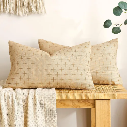 Miniatura 41 de MIULEE - Juego de 2 fundas de almohada decorativas de lino de arpillera, modernas, estilo campestre, rústicas, tejidas, con textura, para sofá