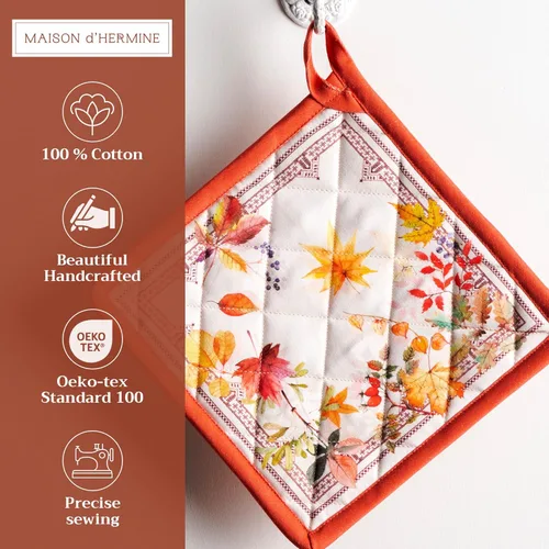 Miniatura 2 de Maison d' Hermine Juego de soportes para ollas 100% algodón, resistentes al calor, almohadillas calientes de 8 x 8 pulgadas con lazo para 056