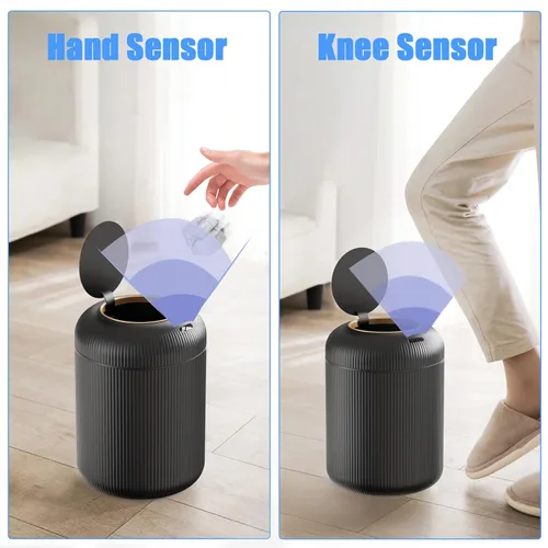 Miniatura 4 de URALFA - Cubo de basura con sensor de movimiento y tapa, 3 galones / 11 L, cubo de basura automático para baño, cubo de basura sin contacto, cubo