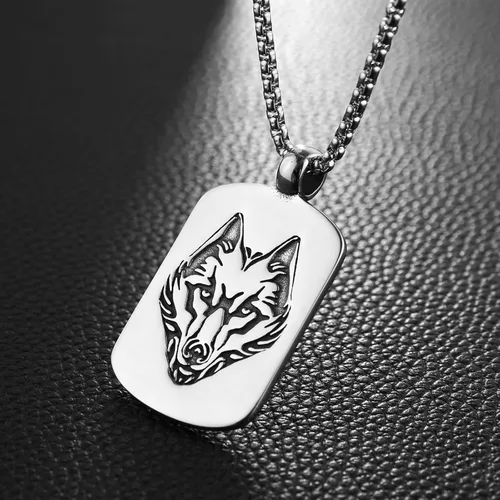 Miniatura 2 de HZMAN Norse Viking Wolf Necklace for Men Boys Stainless Steel Gothic Punk Fenrir Wolf Head Animal Pendant Jewelry Gift