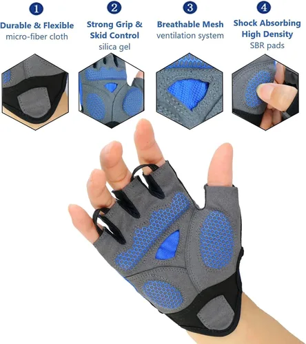 Miniatura 2 de Guantes de ciclismo para bicicleta de montaña para hombre, amortiguadores de gel SBR acolchados, palma antideslizante, ultra transpirables