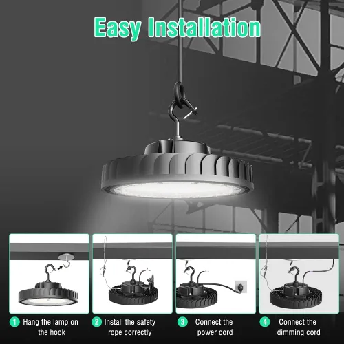 Miniatura 6 de UFO LED High Bay Light 240W 36,000lm, 0-10V regulable, Eqv.1000W MH/HPS, 5000K, para la fábrica de almacén del taller