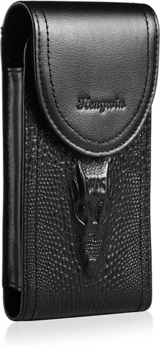 Funda de cuero genuino para iPhone 17 Pro Max 16 Pro Max 15 Pro Max 14 Pro Max 13 Pro Max Samsung Galaxy A15 S25 Ultra Note9 Funda con clip para