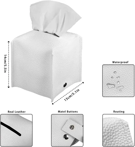 Miniatura 6 de Lindas decoraciones de ajolote con estampado de animales, caja de pañuelos de cuero, soporte de Navidad, organizador de papel de seda impermeable