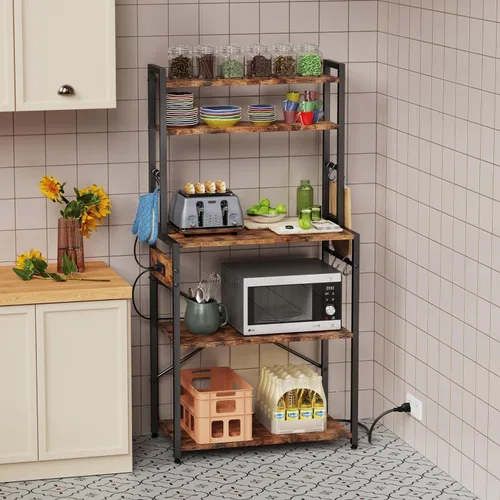 Luckyeestar Kitchen Baker'sRack - Barra de café ��� Estante de almacenamiento de metal para microondas, organizador de especias, carrito de cocina