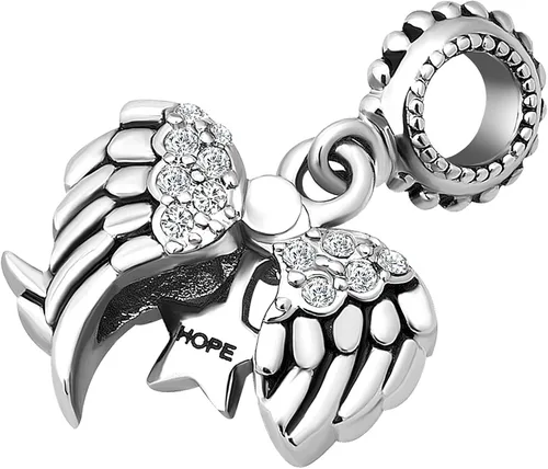 Miniatura 3 de NARTGO Ala de ángel con dije de estrella de esperanza y apertura compatible con pulseras Pandora