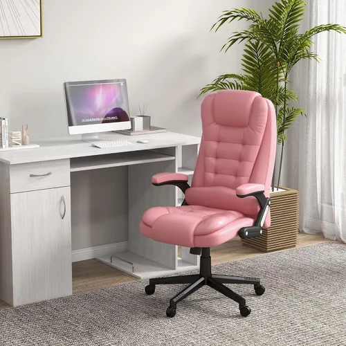 Miniatura 2 de HOMCOM, silla de oficina ejecutiva, ergonómica, piel sintética, con calor, masaje vibratorio., Cuero, Crema