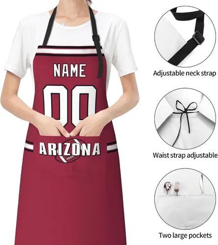 Miniatura 6 de Delantal con bolsillos, nombre personalizado y número, regalos personalizados para hombres y mujeres fanáticos del fútbol