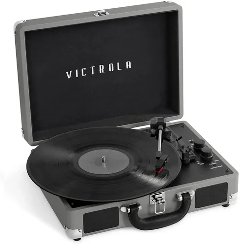 Miniatura 11 de Victrola Journey - Reproductor de discos portátil de maleta con Bluetooth y altavoces integrados, tocadiscos de vinilo de 3 velocidades, salida RCA