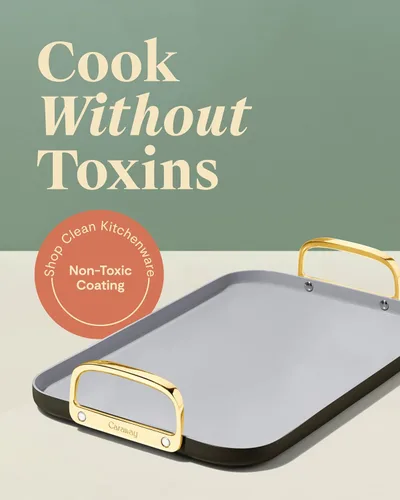 Miniatura 2 de Caraway Plancha de doble quemador, sartén de 19 x 12 pulgadas, revestimiento de cerámica antiadherente, no tóxico, sin PTFE ni PFOA, apto para horno