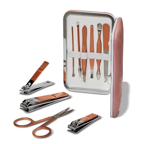 Blossom Kit profesional de manicura, pedicura + herramientas faciales 10 en 1, kit de cuidado de uñas de acero inoxidable con herramientas para el