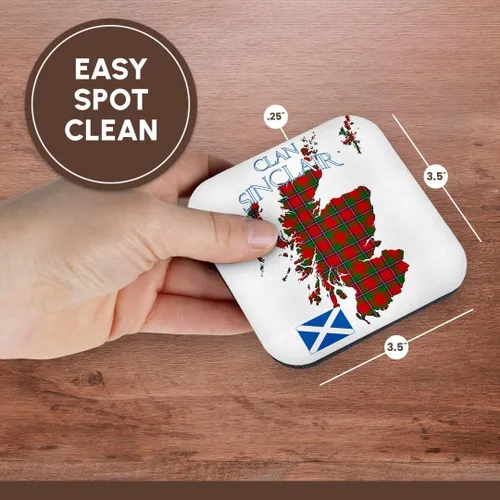 Miniatura 7 de 3dRose Outline of Scotland with the Sinclair Clan Family Tartan. Set of 8 Coasters - Soft