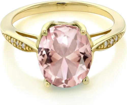 Miniatura 71 de Gem Stone King Anillo de compromiso de oro amarillo de 14 quilates de 2-3 quilates con piedra preciosa ovalada de 0.394 x 0.315 in y diamantes