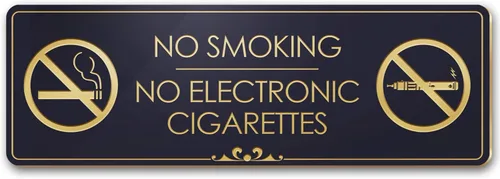 Letrero electrónico de No Smoking No Smoking No Cigarrillos, negro/dorado, grabado, 3 x 9 pulgadas, resistente a la decoloración, uso en interiores