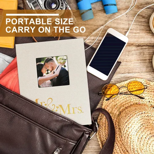 Miniatura 6 de Lanpn Álbum de fotos de boda de 4 x 6 pulgadas, 2 paquetes, cada paquete tiene capacidad para 50 imágenes, mini álbumes de fotos de boda
