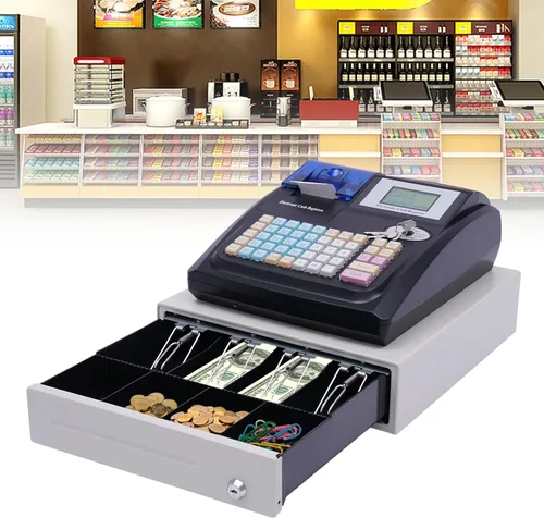 Miniatura 8 de Caja registradora electrónica con impresoras de recibos y diarios, teclado elevado de 48 teclas, 8 cajas registradoras LED digitales para pequeñas