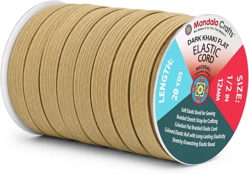 Miniatura 118 de Mandala Crafts - Rollo de cordón elástico plano para costura y manualidades Blanco