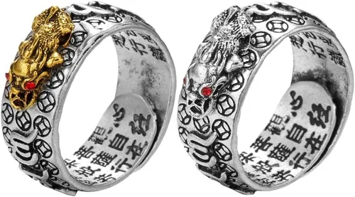 Miniatura 6 de Feng Shui PiXiu - Anillo de protección para mantra de riqueza, anillo ajustable, anillo de sutra de corazón budista, anillo de Buda ajustable