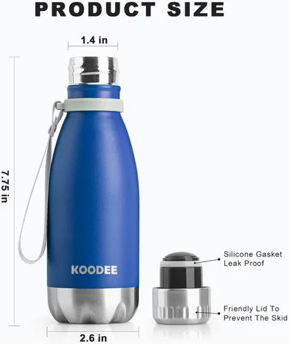Miniatura 5 de koodee Small Water Bottle -9 oz Stainless Steel Double Wall Vacuum Insulated Water Bottle for Kids for School- 2 Pack Sports Flask Leak Proof -BPA