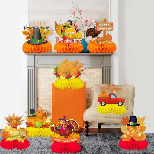 Miniatura 35 de 9 piezas de decoración de centro de mesa de otoño, decoración de mesa para fiesta de otoño, centro de mesa de Acción de Gracias, centro de mesa