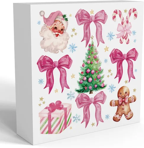 Miniatura 10 de Decoración navideña de cafetería, decoraciones navideñas divertidas retro, lazo rosa, letrero de calorías de pan de jengibre, regalo para mujeres